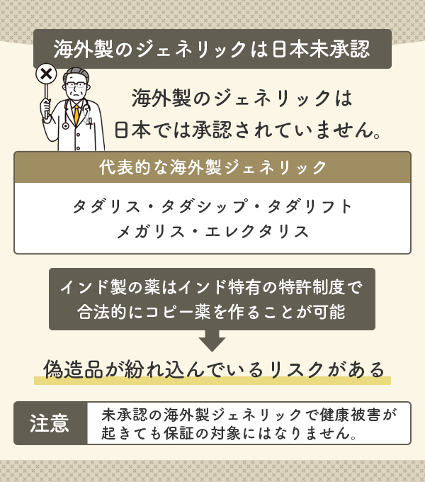 海外製のジェネリックは日本未承認