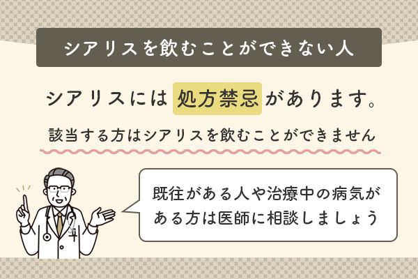 シアリスを飲むことができない人についての説明